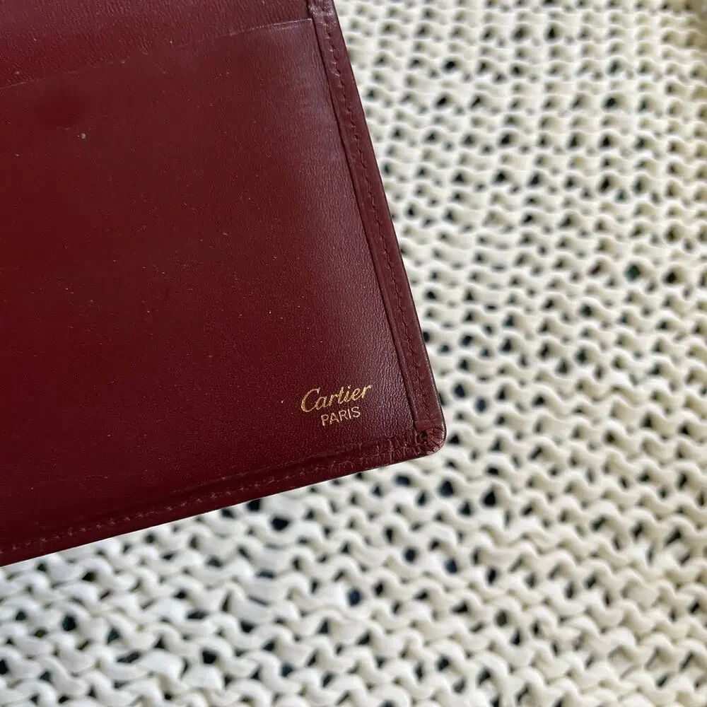 Cartier Leather Bifold Vintage Must De Wallet Bordeaux
